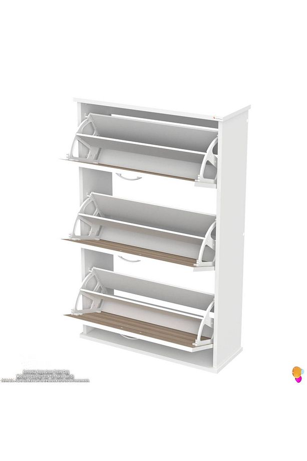 Varbi Asma Kapı Önü 72 X 115 X 25, 5 Cm’ Lik 3 Düşer Kapak 6 Göz Raf Bölmeli Ayakkabılık - 7