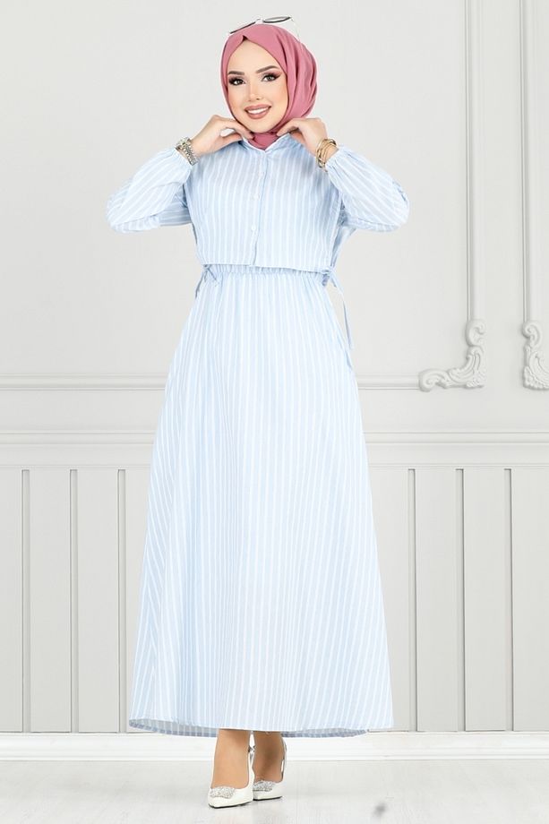 Bolero Görünümlü Elbise 4735ZNK903-M Bebe Mavisi - 1