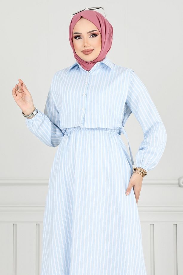 Bolero Görünümlü Elbise 4735ZNK903-M Bebe Mavisi - 3