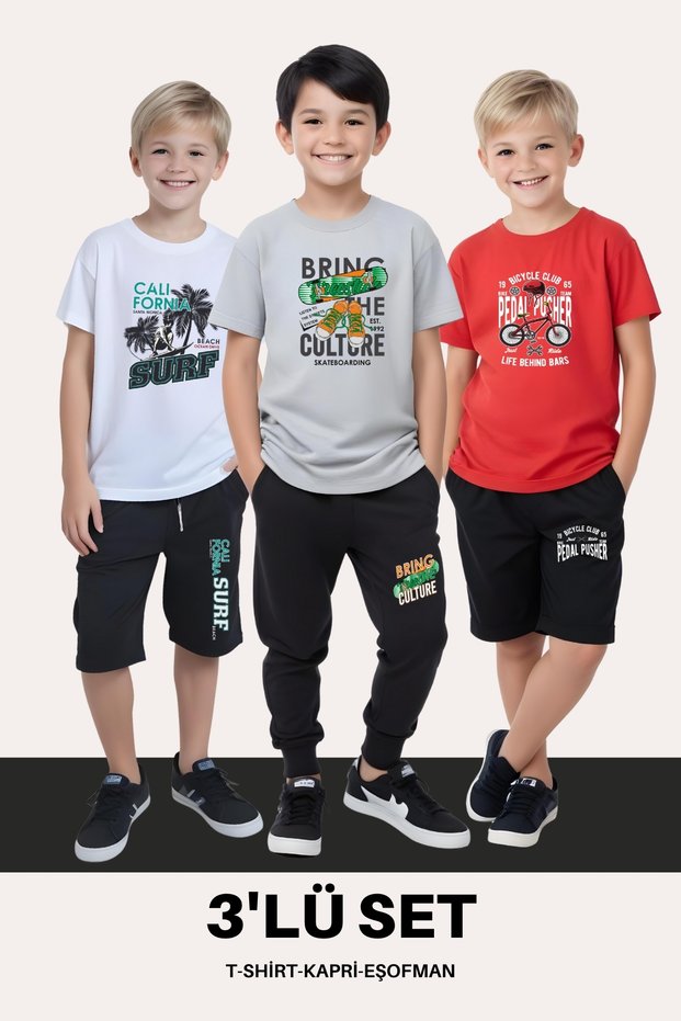 Boy's 3-Piece Set T-Shirt-Capry-Training Suits