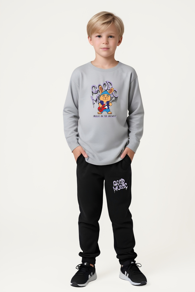 Boy's Printed Waist Detail Elastic Bottom Suit
