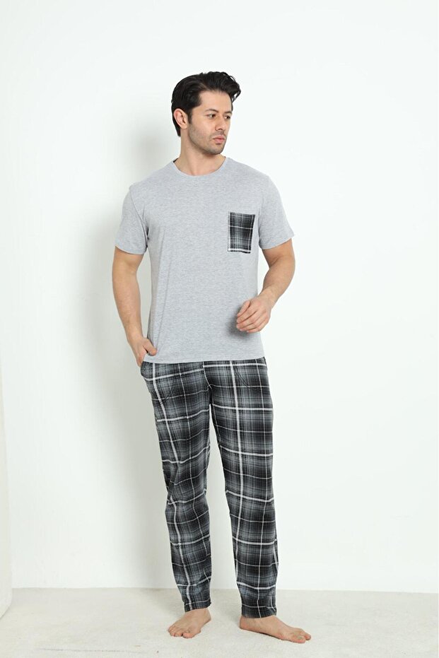 Men's Summer Short Sleeve Pajama Set with Pockets 100% Cotton New Seasonn