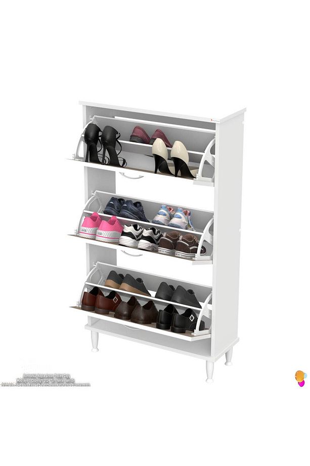 Varbi Kapı Önü 72 X 127 X 25, 5 Cm’ Lik 3 Düşer Kapak 6 Göz Raf Bölmeli Ayakkabılık - 5
