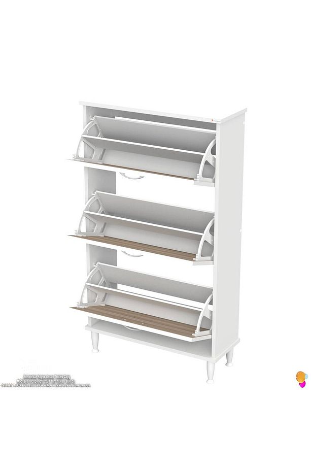Varbi Kapı Önü 72 X 127 X 25, 5 Cm’ Lik 3 Düşer Kapak 6 Göz Raf Bölmeli Ayakkabılık - 7