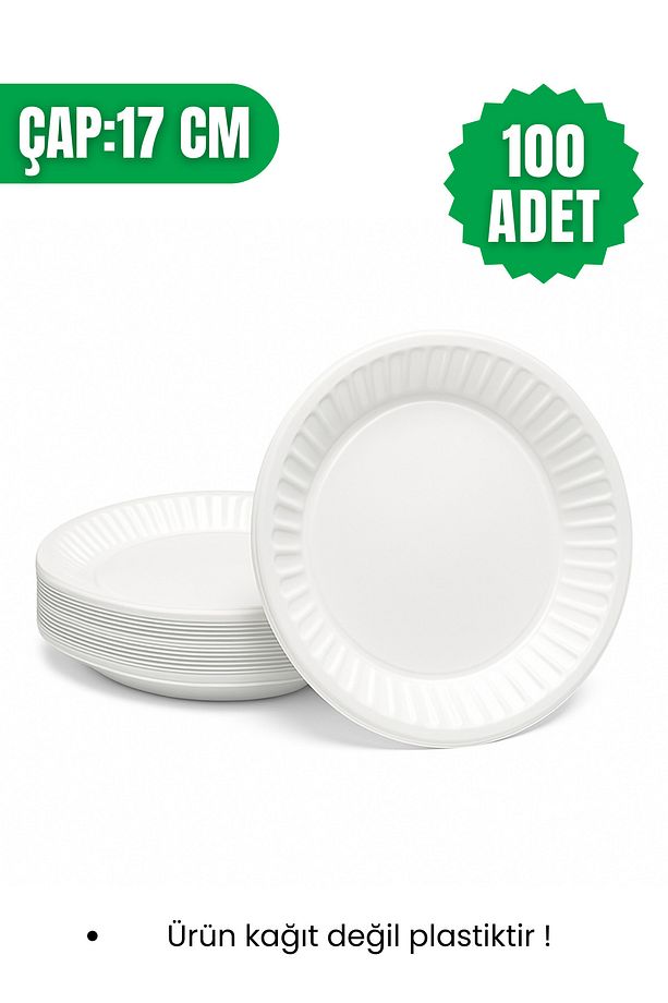 Plastik Tabak 100 Adet Orta Boy - 1