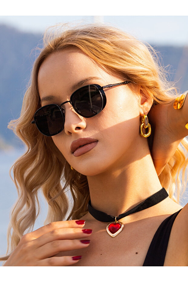 Geometric Design Black Frame Black Glass Women%Men Sunglasses Ce Certificated Uv400 Protected