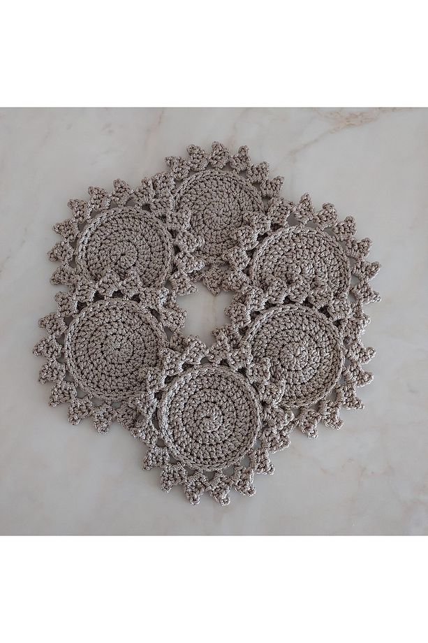 EL ÖRGÜSÜ POLYESTER MAKROME 6 LI BARDAK ALTLIĞI - 2