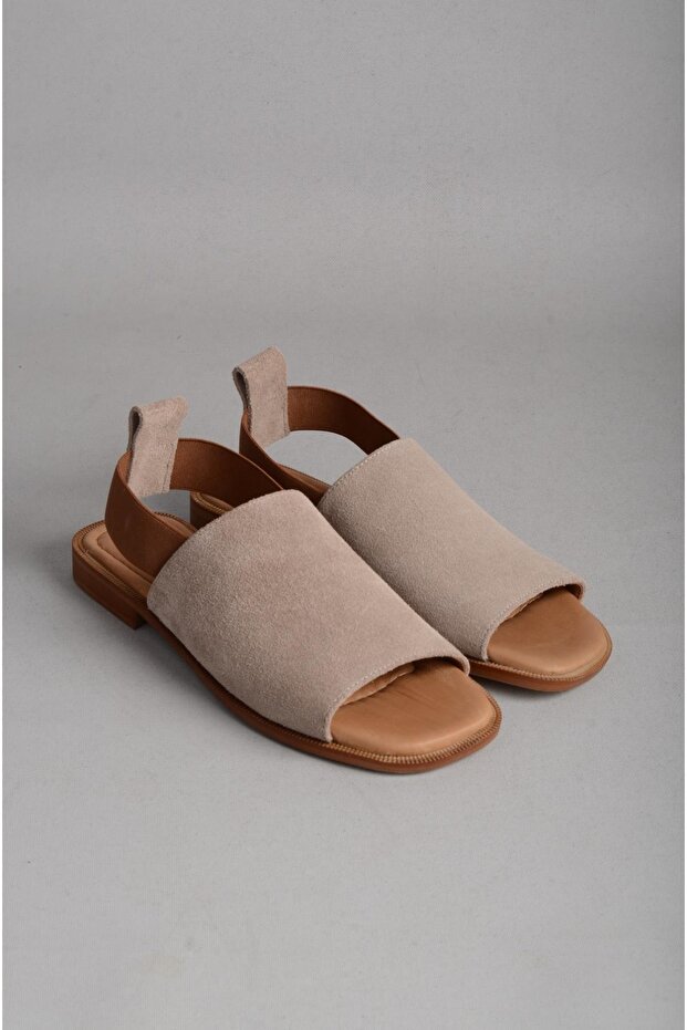 Seç 16235 Genuine Leather Women Sandals Beige Suede