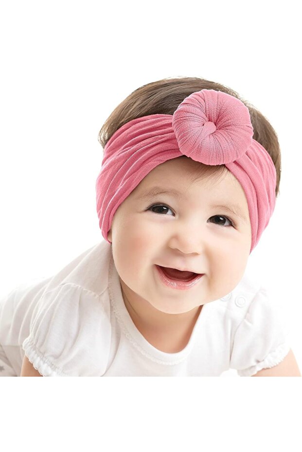 The Girl Cap Elastic Baby Headband Stretchable Nylon Assorted Hairbands for Baby - 2PCs (Peach)