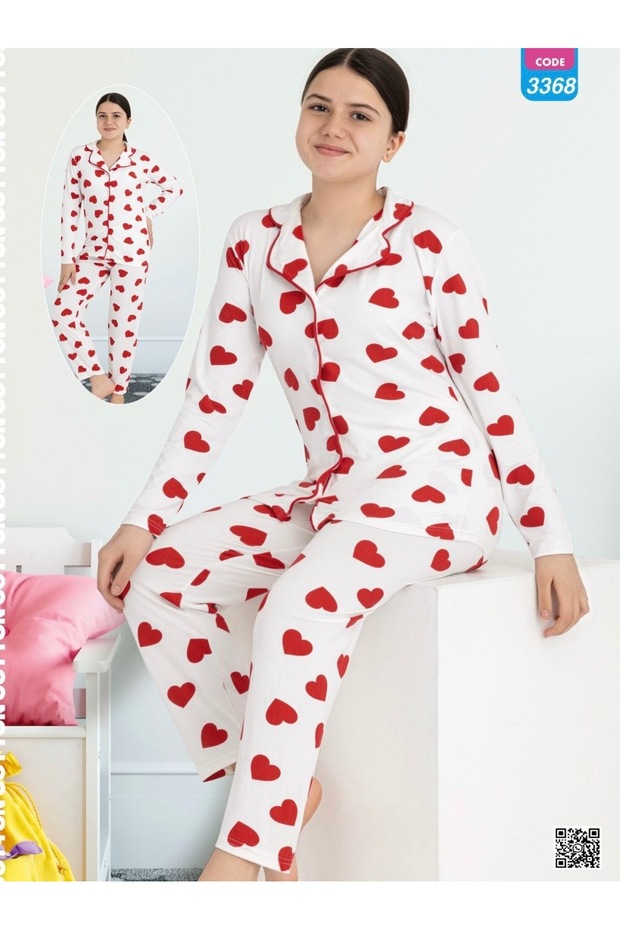 Girl's Heart Front Buttoned Pajama Set