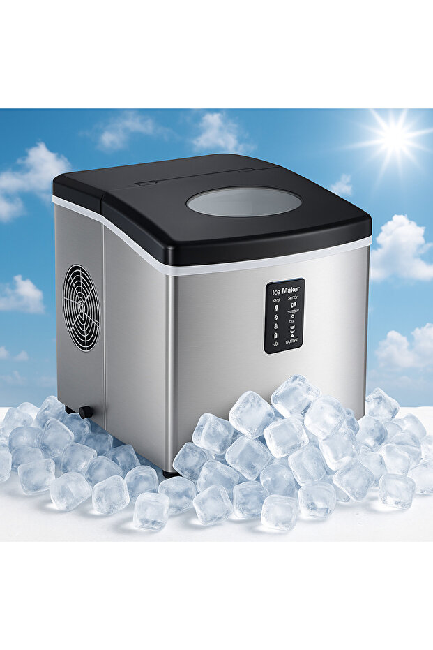 Heavy Duty Ice Maker 15L 15KG 24H with LED Display 3 Ice Sizes Fast Cooling for Home Bar Kitchen