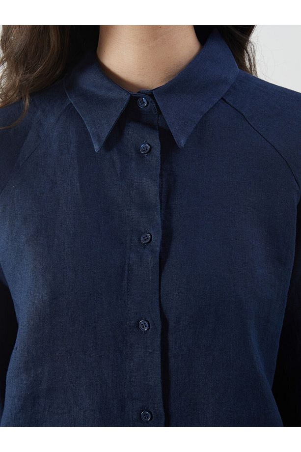 LCW Modest Oversize Keten Kadın Gömlek - 3