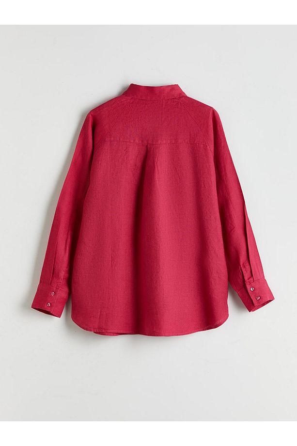 LCW Modest Oversize Keten Kadın Gömlek - 6
