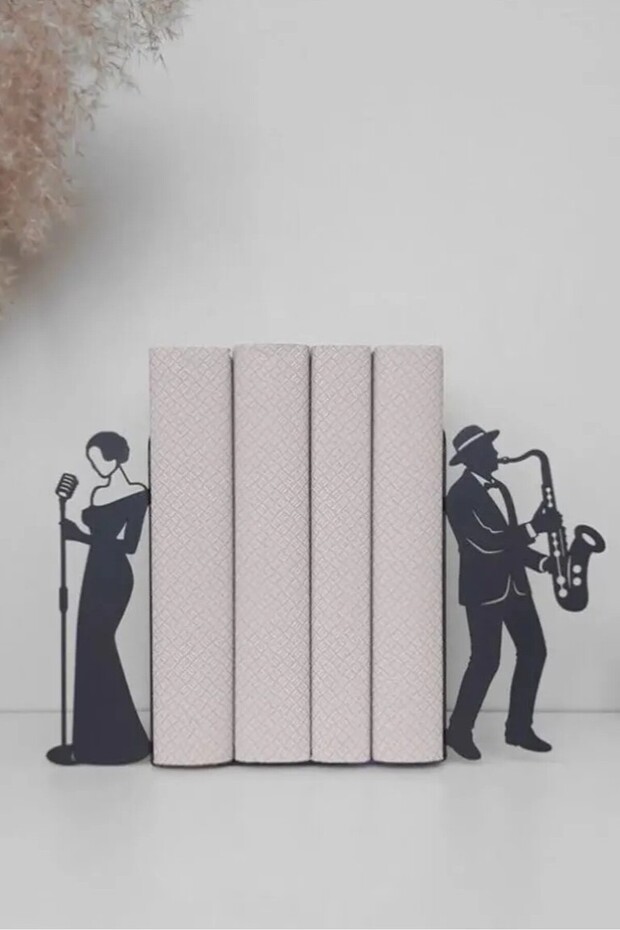 Decorative Metal Book Holder with Musicians Figures Book Support Home and Office Accessory
