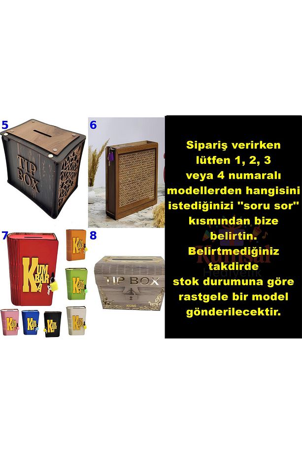 Klitli Ahşap Tip Box Bahşiş Kutusu Ve Kumbara Sandık Tipi Tipbox Hediyelik Tipbox Kumbara Seç - 3