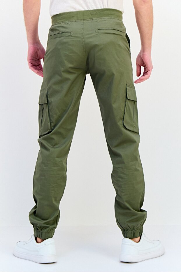 بنطلون كارجو رجالي بقصّة عادية ورباط، زيتوني - 3