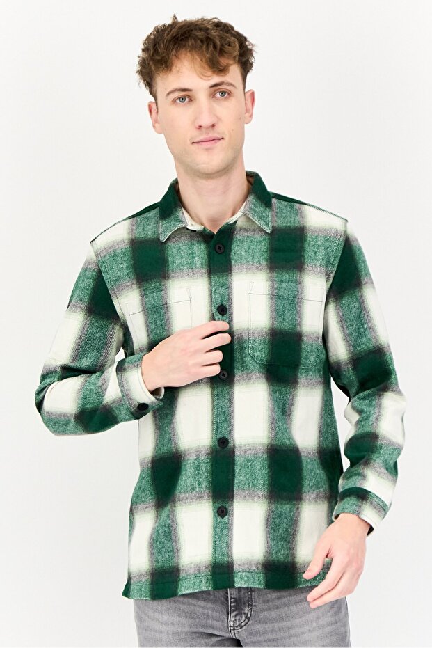 Men Checkered Jacket Shirt ,Multicolor - 1