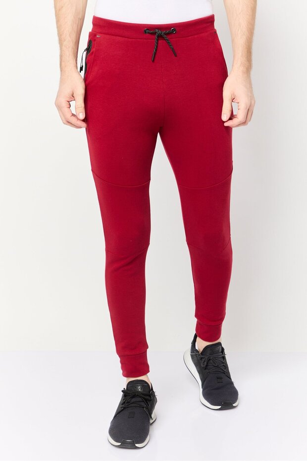 بنطال رياضي رجالي سادة بقصّة عادية، أحمر - 1