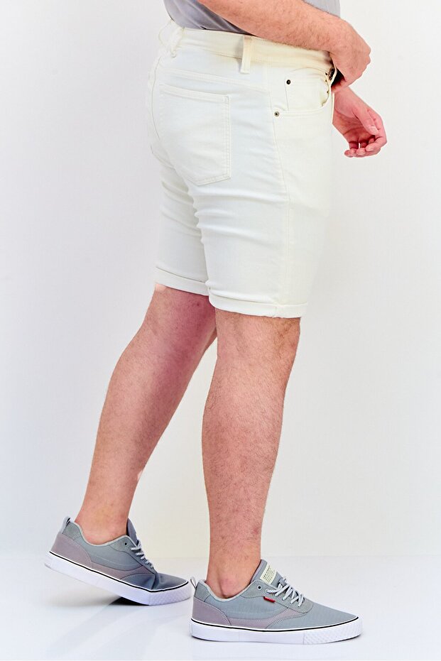 شورت رجالي سادة، باللون الأبيض - 2