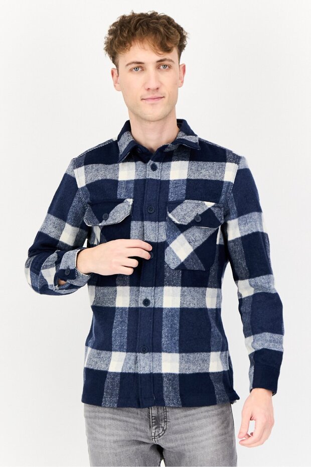 Men Checkered Jacket Shirt ,Multicolor - 1
