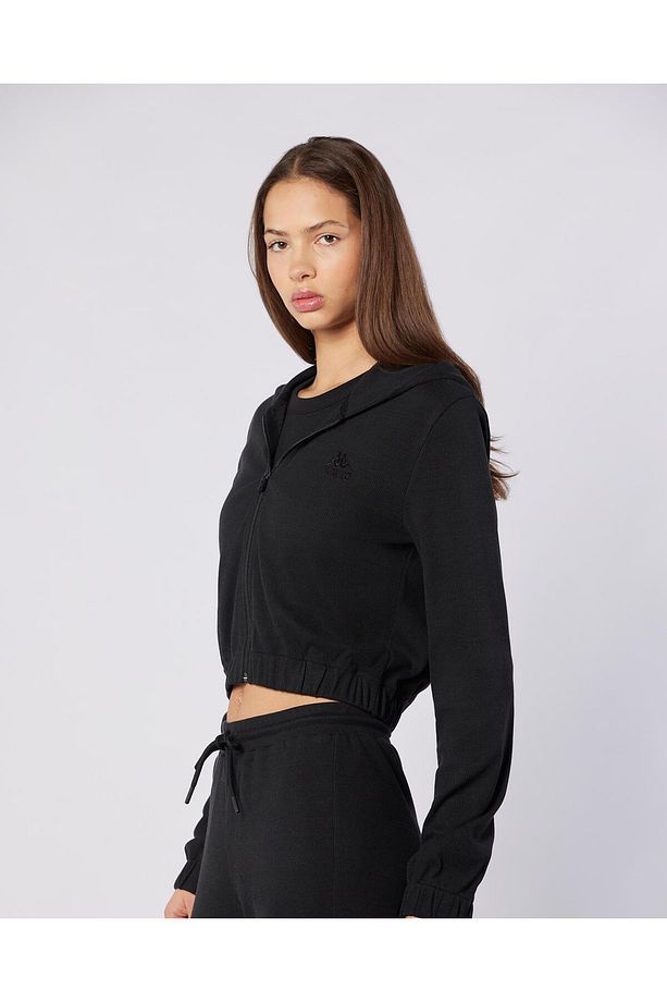 Leda Full Zip Kadın Siyah Regular Fit Fermuarlı Eşofman Üstü - 2