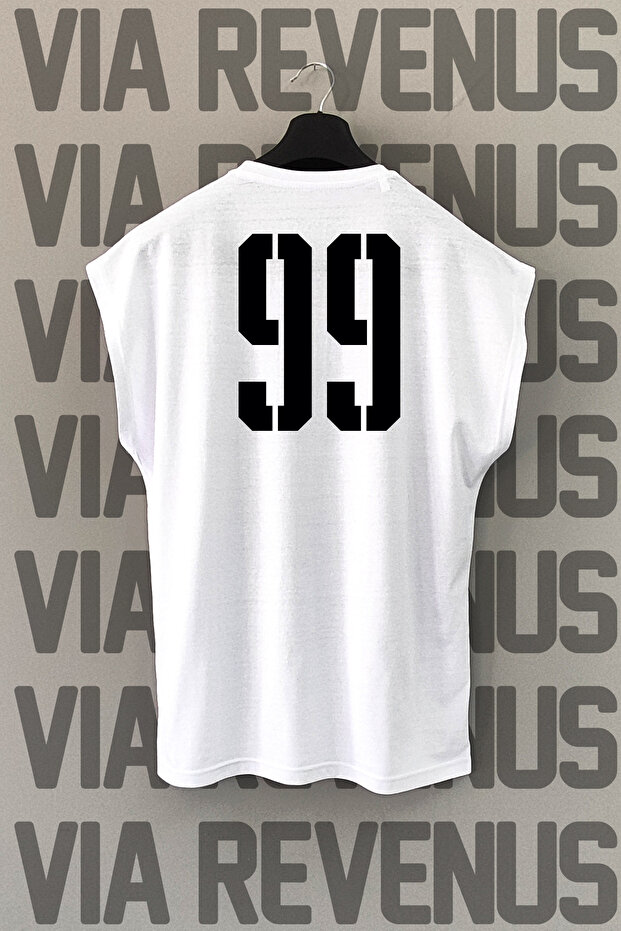 99 Number Back Printed Zero Sleeve Crew Neck Sports Tshirt