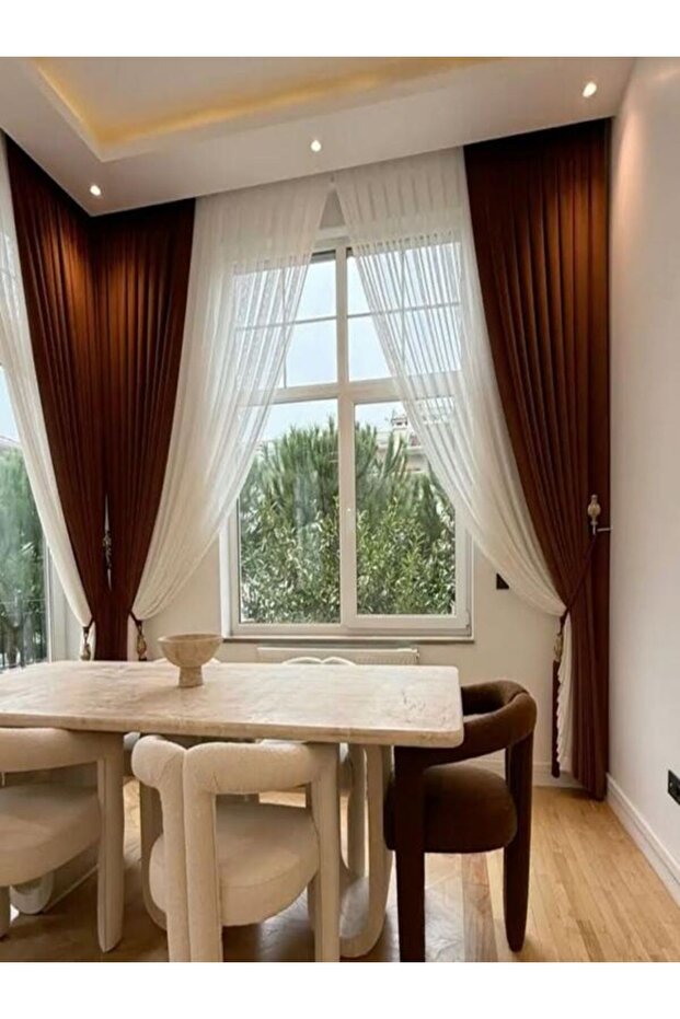 Yi̇ği̇t Perde Ve Tasarim Cream Color 1/3 Pleated Background Curtain