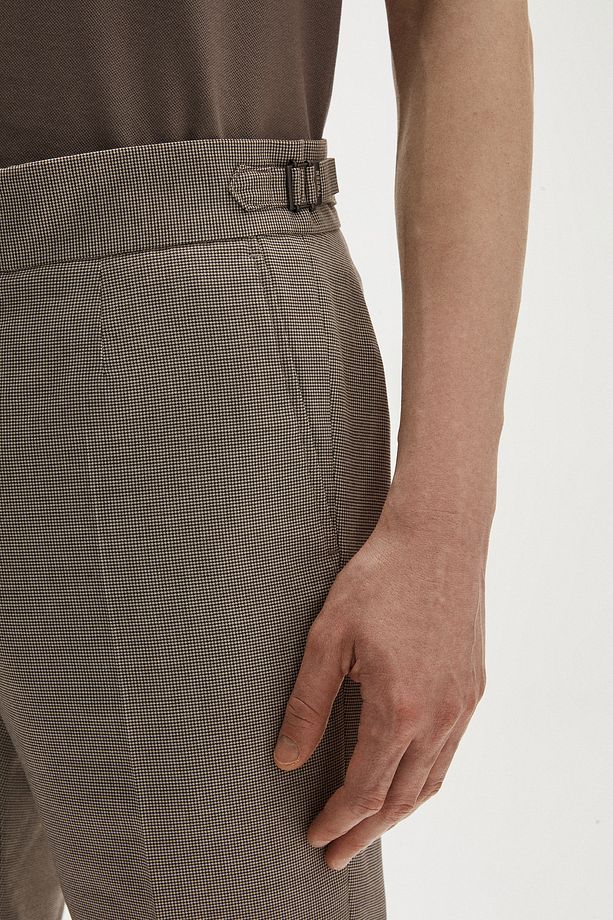 Slim Fit Bej Mikro Desen Kumaş Pantolon - 6