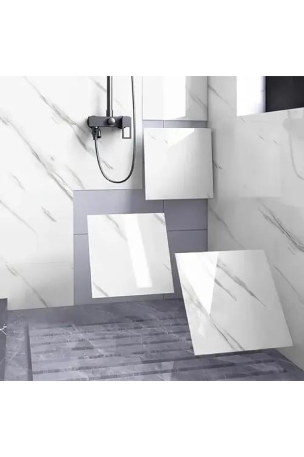 White Marble Patterned Aluminum Plastic Wall Sticker (30X30)