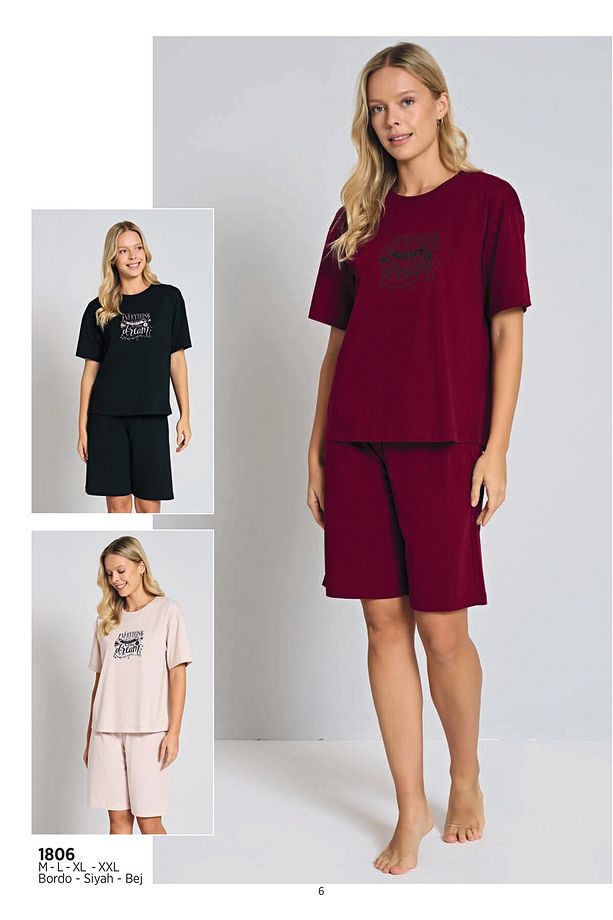 t-shirt şort pijama takım - 1