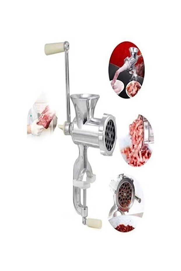 مفرمة لحم من الألومنيوم باللون الفضي - 3