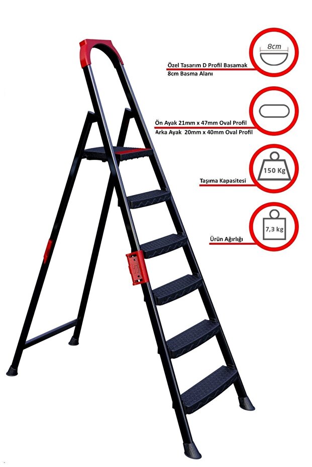 Anka Plus 5+1 Basamaklı Metal Merdiven - 1