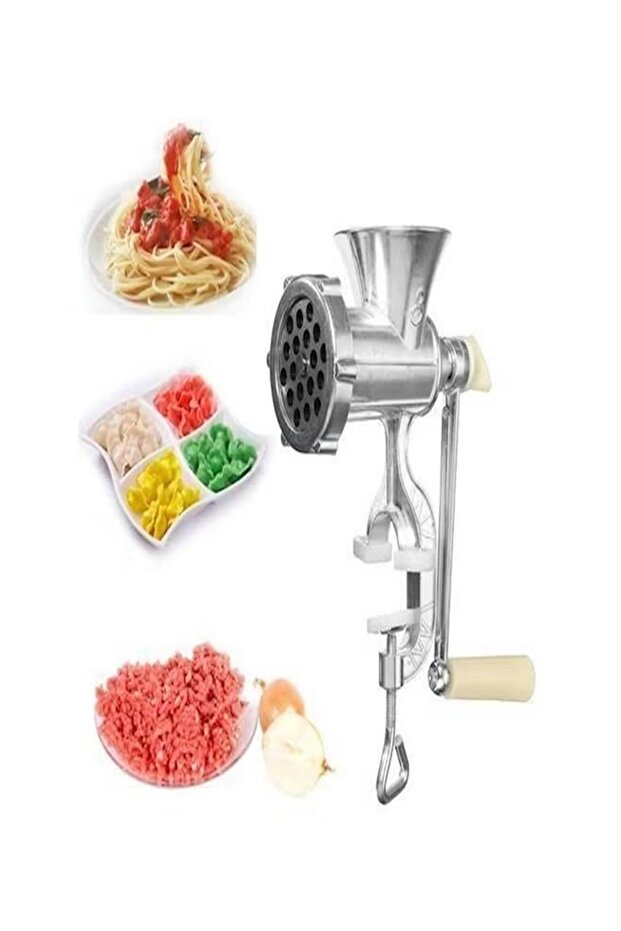 مفرمة لحم من الألومنيوم باللون الفضي - 4