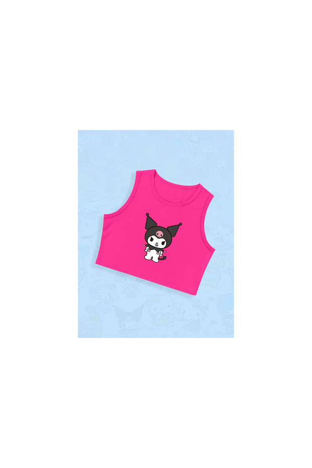 Children's Kuromi Printed 100% Cotton Strappy Crop T-Shirt