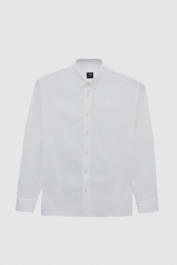 Slim Fit Beyaz Gömlek - 5