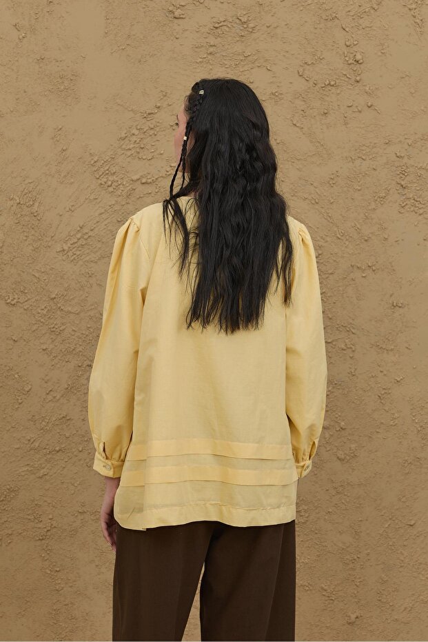 Nervürlü Gömlek Sarı - 4