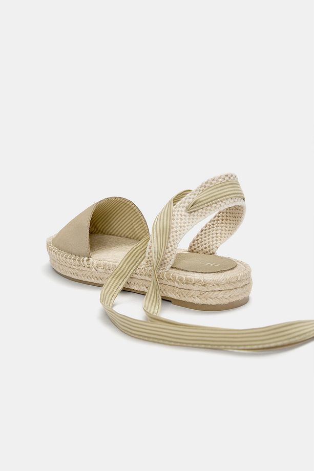 Bağcıklı deri espadril - 4