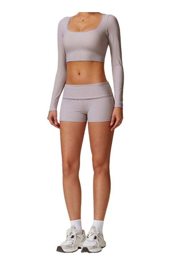 Womens Mid Waist Contour Workout Sport Yoga Shorts