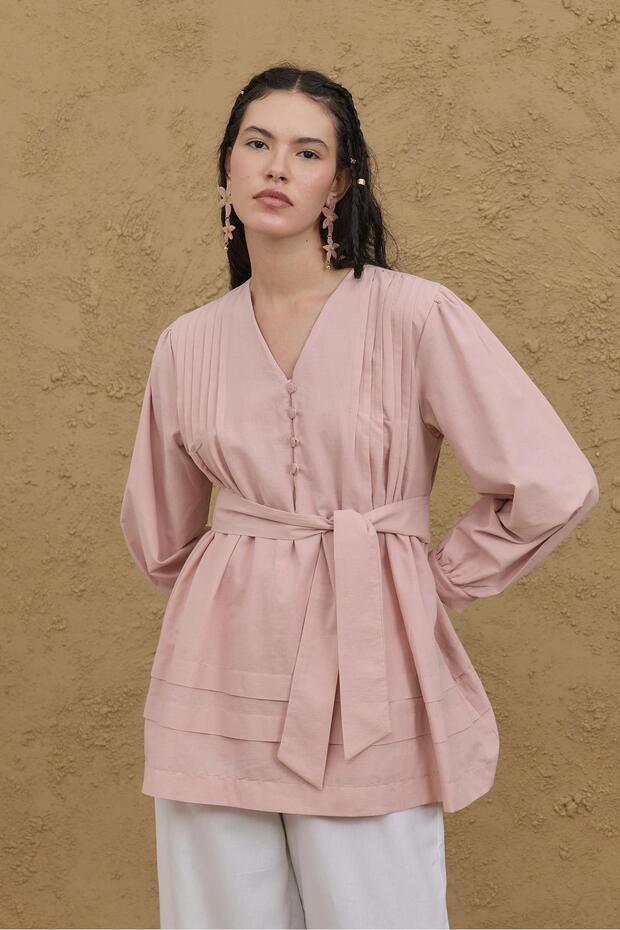 Nervürlü Gömlek Pembe - 3