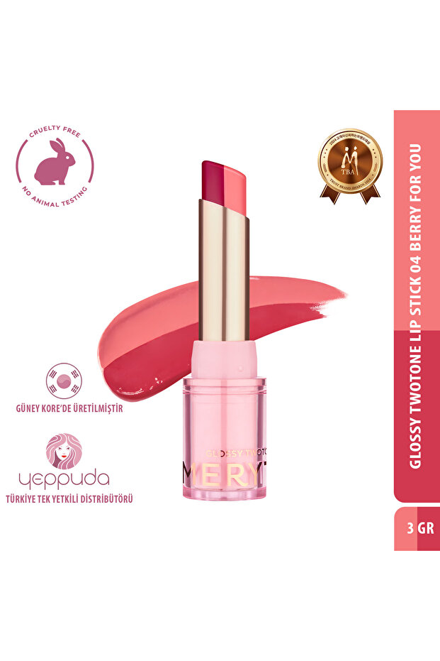 Shiny Finish Glossy Twotone Lip Stick That Provides a Double Tone, Deep and Full Look 04 Berry for You
