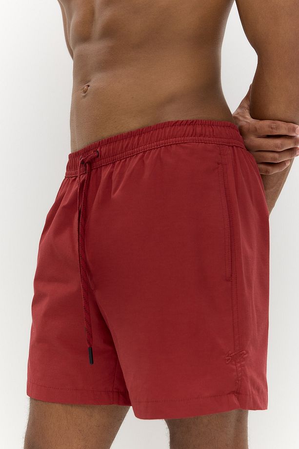 Beli logolu regular fit deniz şortu - 5