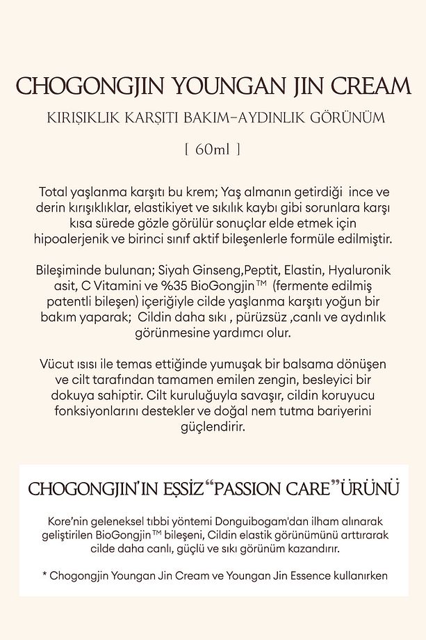 Total Yaşlanma ve Kırışıklık Karşıtı Bakım Sunan Krem CHOGONGJIN Youngan Jin Cream - 3