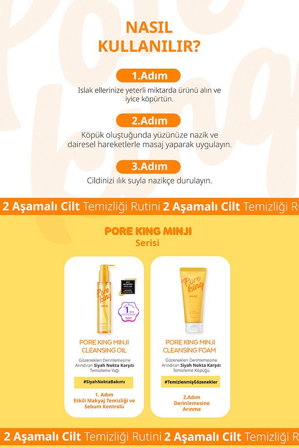 Gözenek Arındıran&Siyah Nokta Karşıtı Temizleme Köpüğü A'PIEU Pore King Minji Trouble Cleansing Foam - 8
