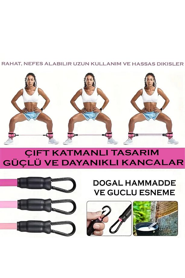 6'lı Direnç Lastiği Seti Pilates Seti Pilates Lastiği Kalça Egzersiz Seti Direnç Lastikli Ayak Kayış - 4
