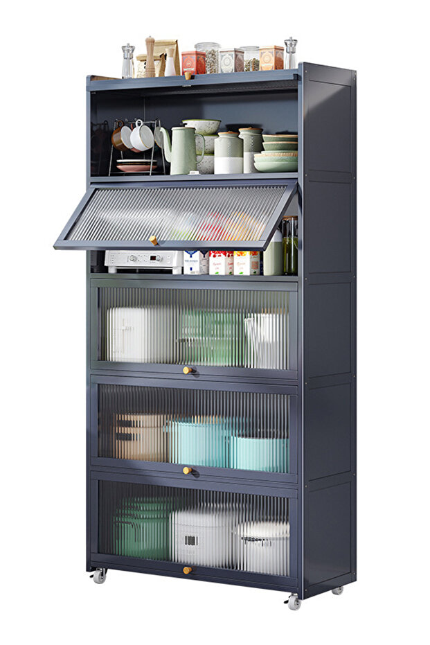 Kitchen Cabinets, Multi-layer Storage Cabinets, Movable Cupboards with Wheels - 2