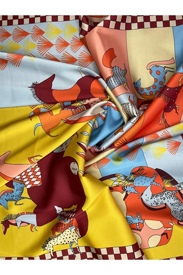 Nil Fular Yellow&Oranj Fular Eşarp - 9