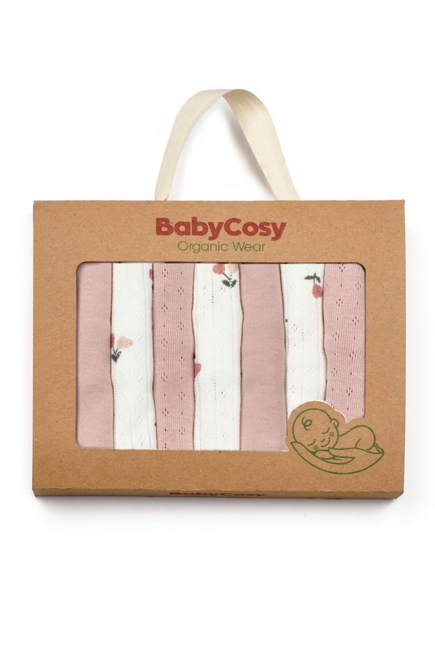 Baby 7 Pack Mix Mouth Wipes 25X25Cm, 100% Organic Cotton, Baby and Newborn Series - Csy5961