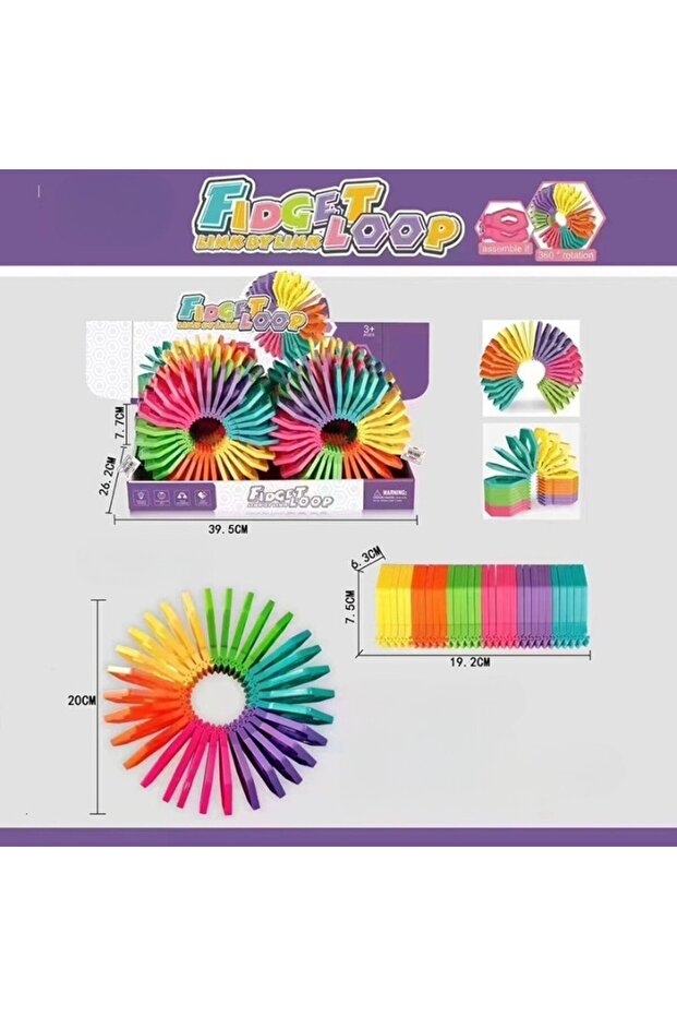 Children's puzzle fidget loop stacking function rainbow 20 cm - 2