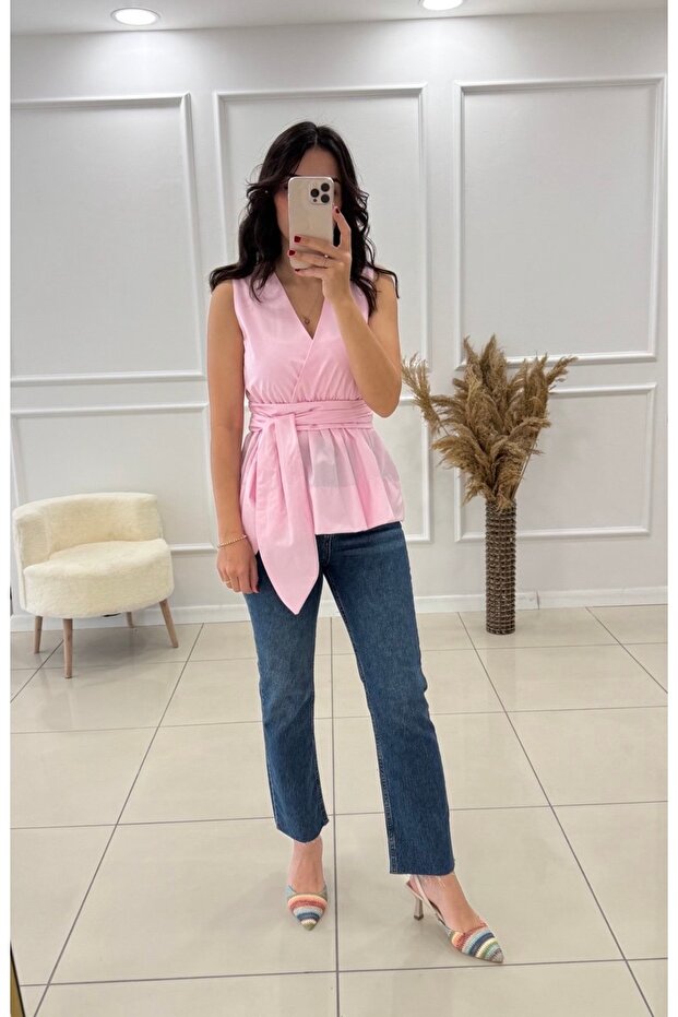 Belden Bağlamalı Gömlek - 4