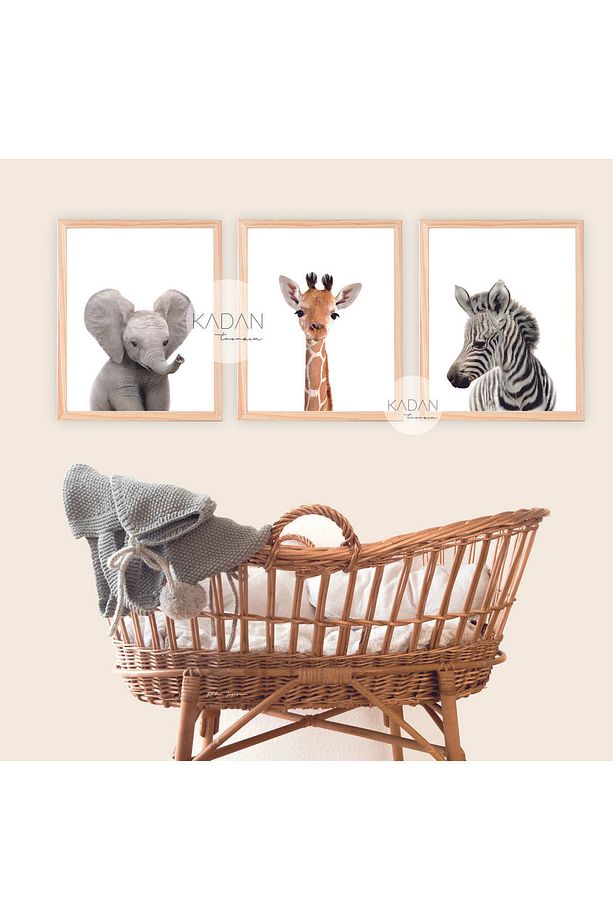 3'lü Bebek Ve Çocuk Odası Tablo "çerçeve" Seti (FİL, ZÜRAFA, ZEBRA) - 1